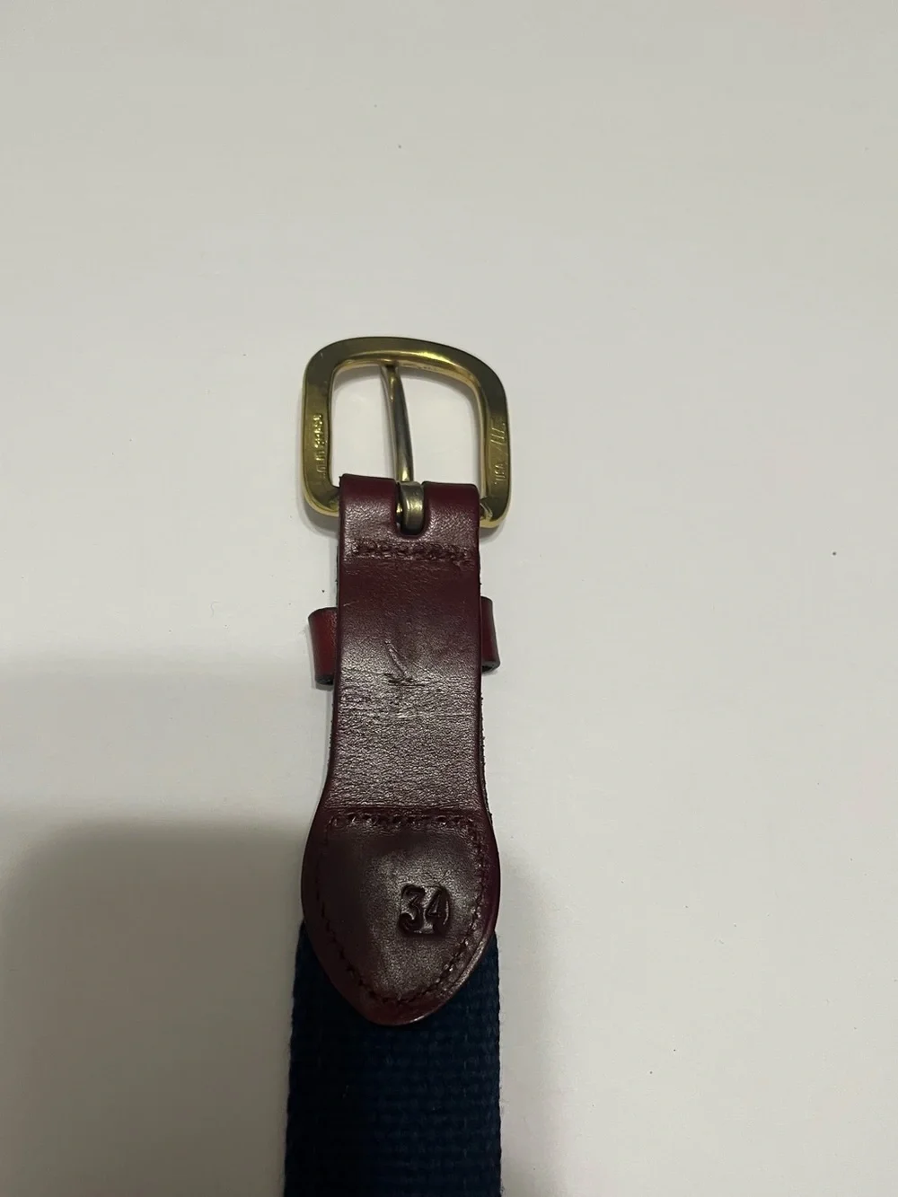 Nautical Canvas Belt with Brown Leather Trim size 34 - Picture 5 of 14